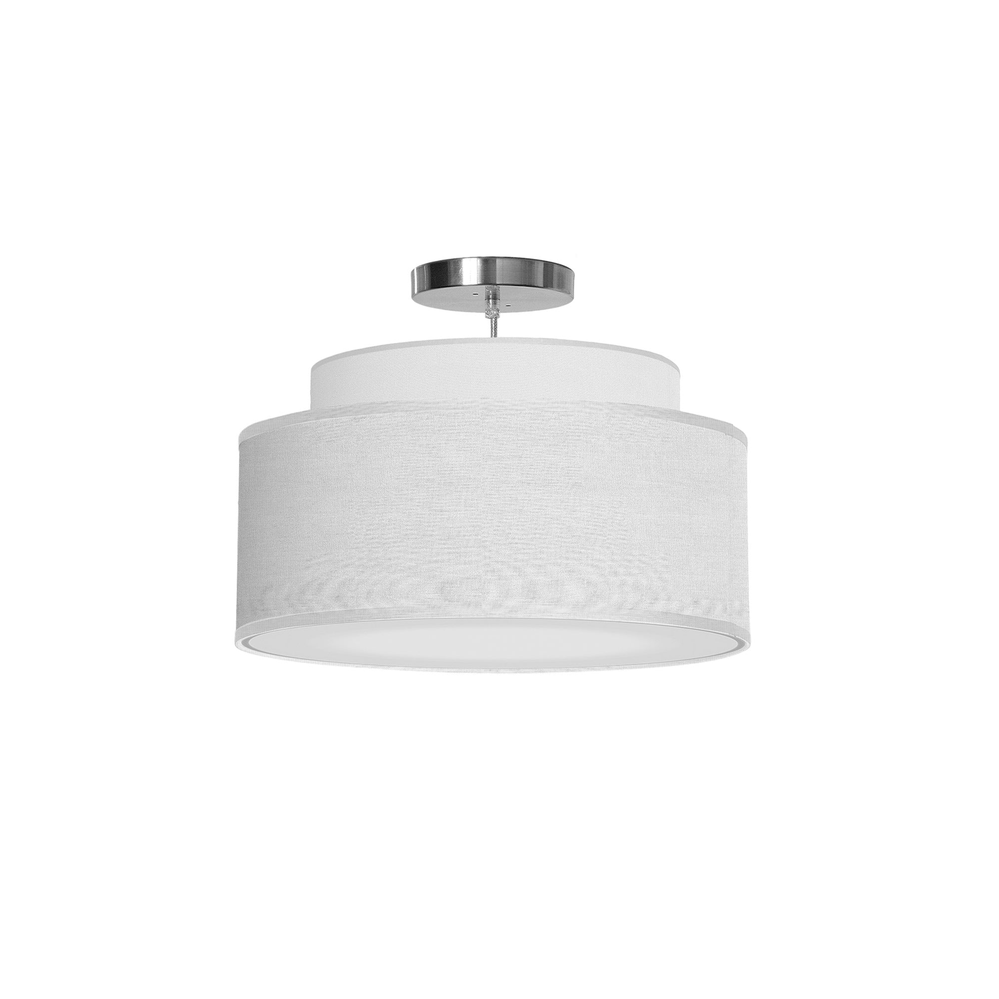 The Elsa Hanging Lamp from Seascape Fixtures with a linen shade in white color.