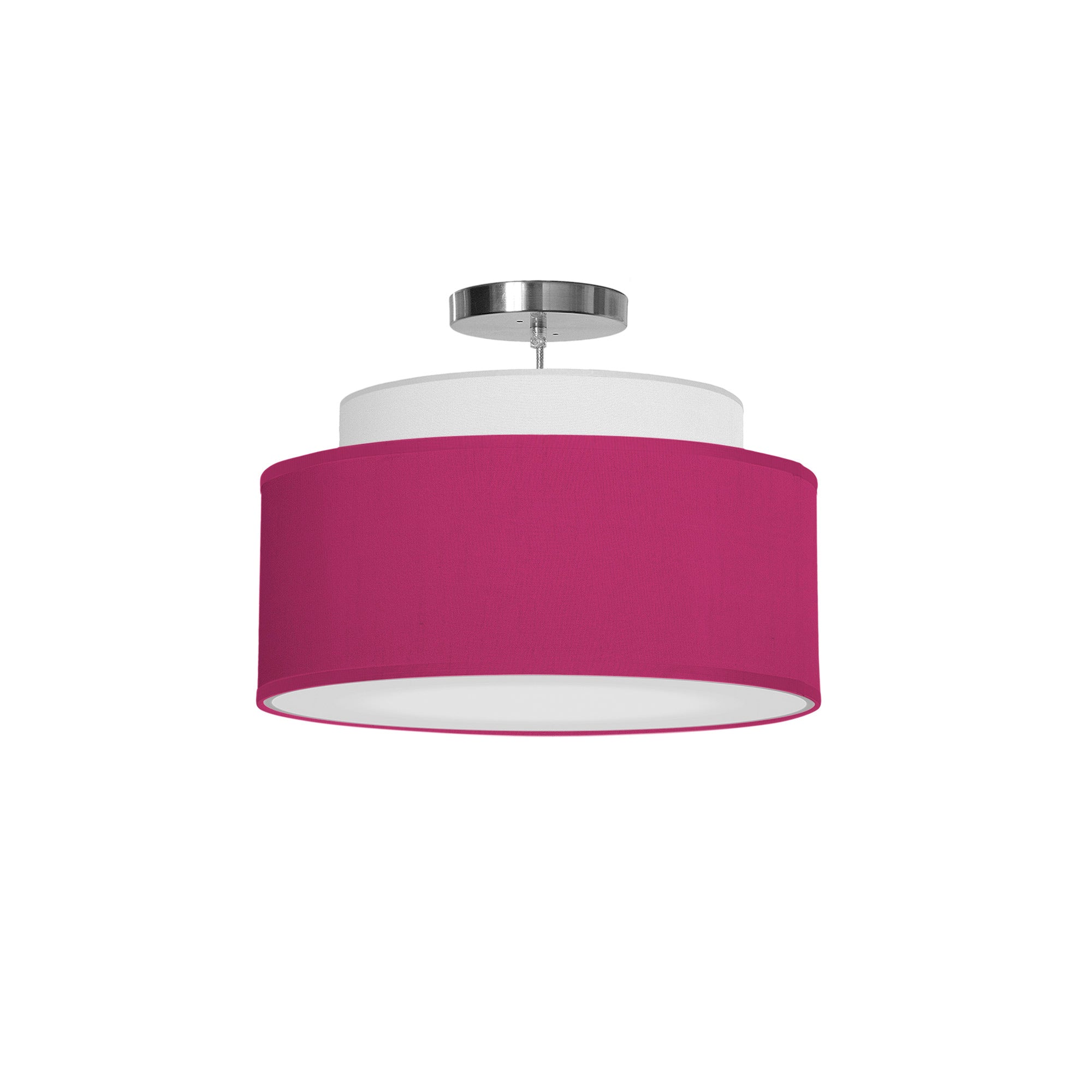 The Elsa Hanging Lamp from Seascape Fixtures with a silk shade in berry color.