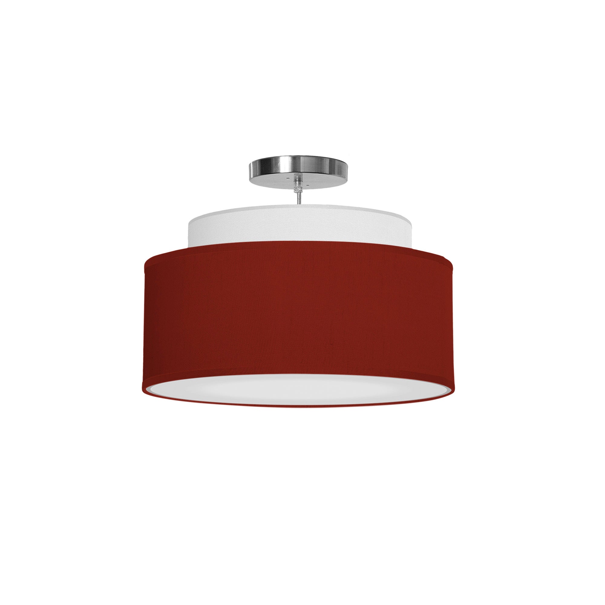 The Elsa Hanging Lamp from Seascape Fixtures with a silk shade in burgundy color.