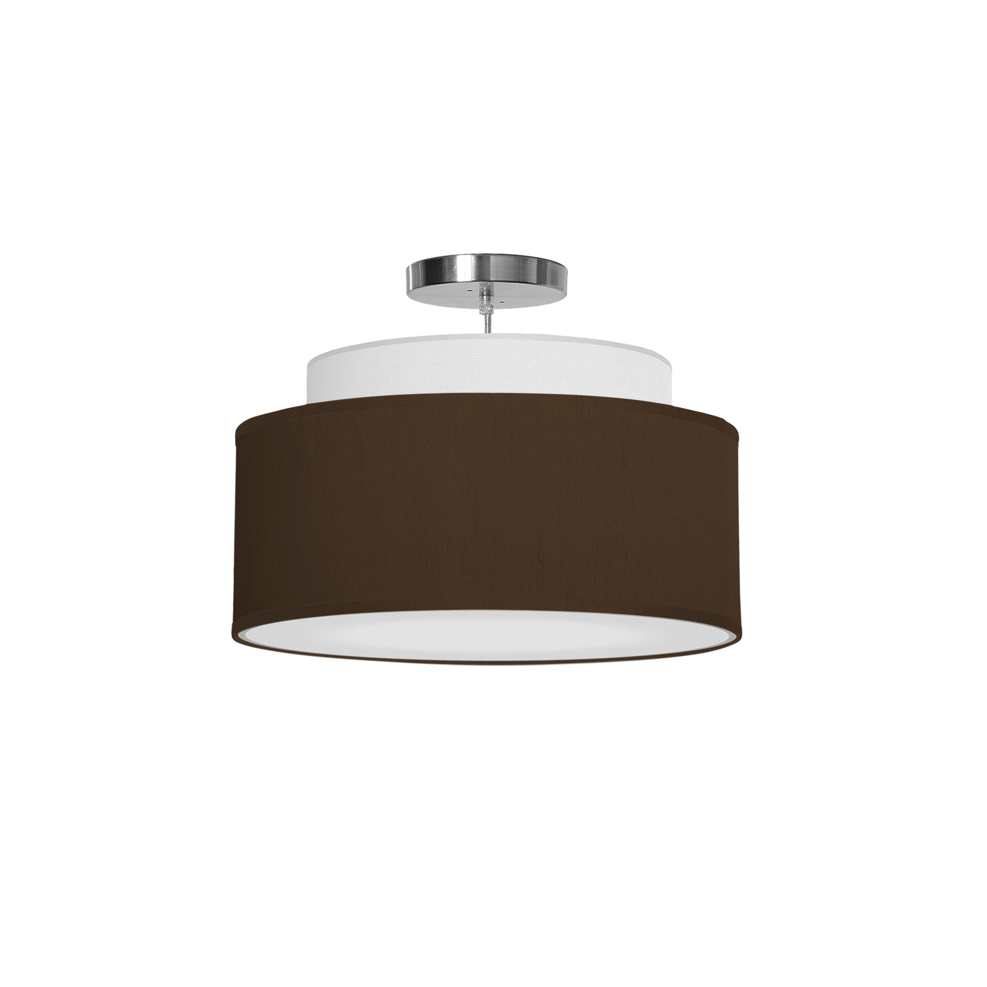 The Elsa Hanging Lamp from Seascape Fixtures with a silk shade in chocolate color.