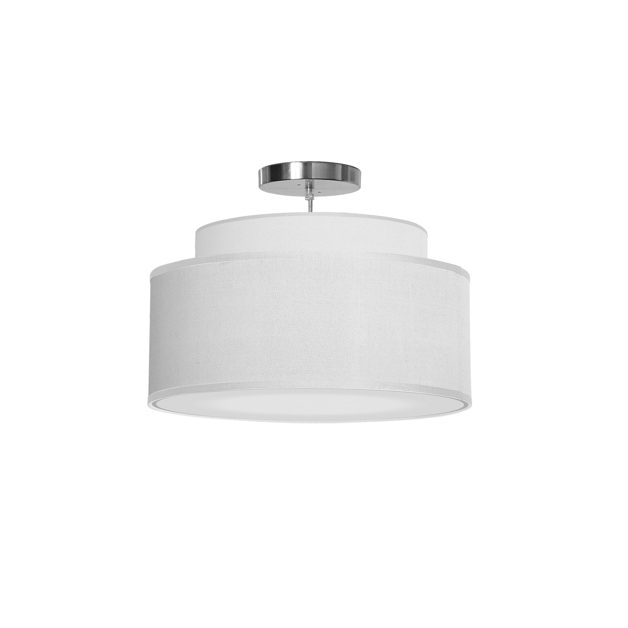 The Elsa Hanging Lamp from Seascape Fixtures with a silk shade in white color.