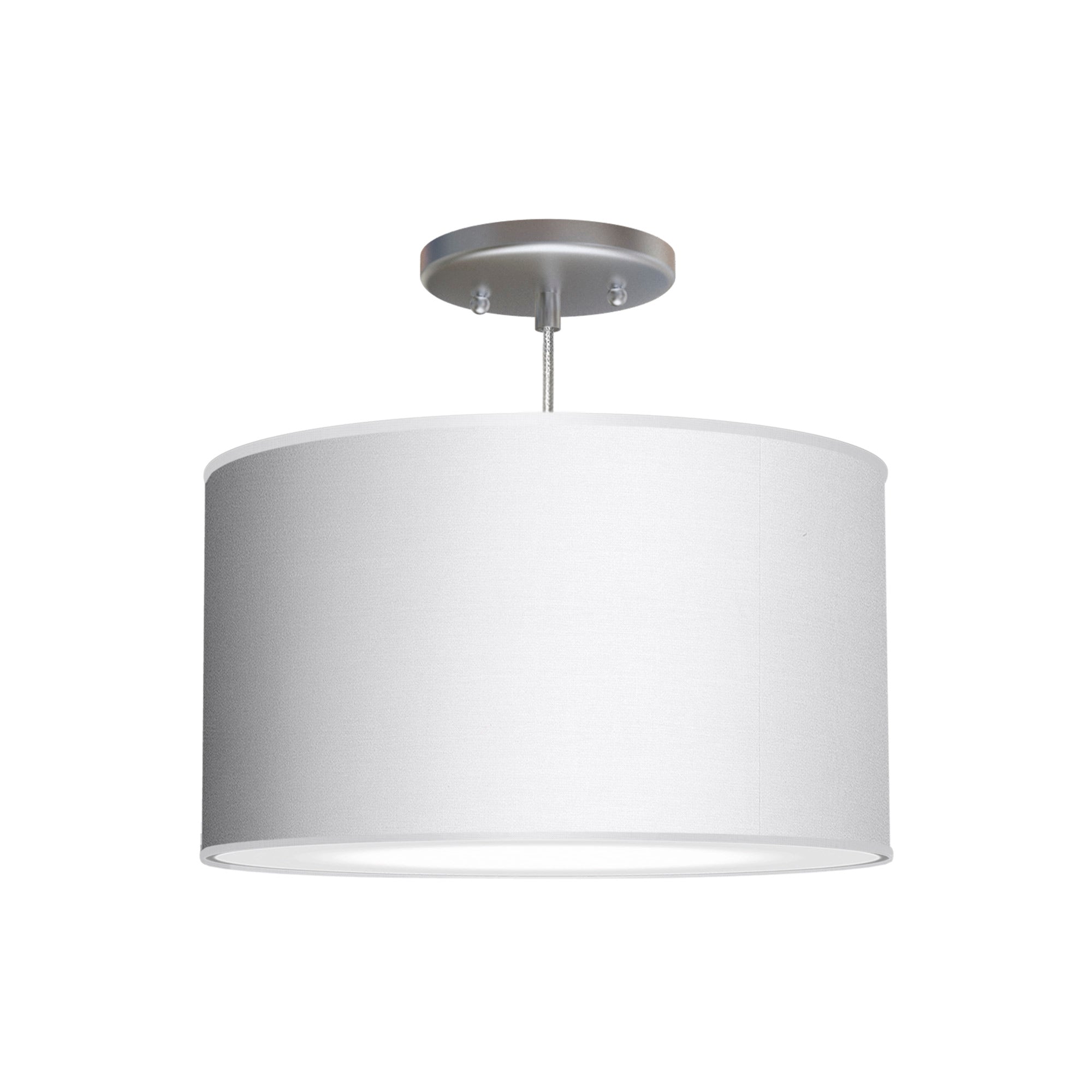 The Gab Hanging Lamp from Seascape Fixtures with a linen shade in white color.