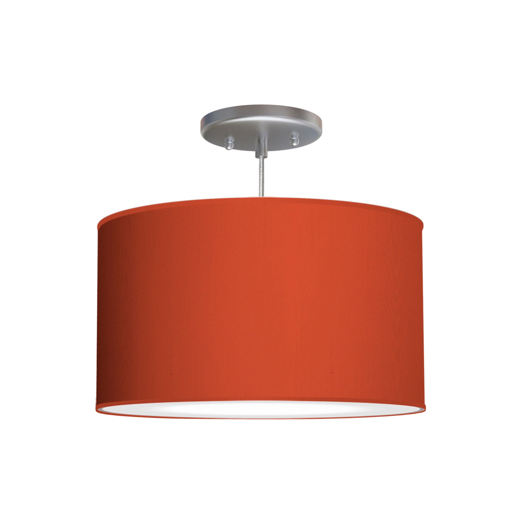 The Gab Hanging Lamp from Seascape Fixtures with a silk shade in red color.