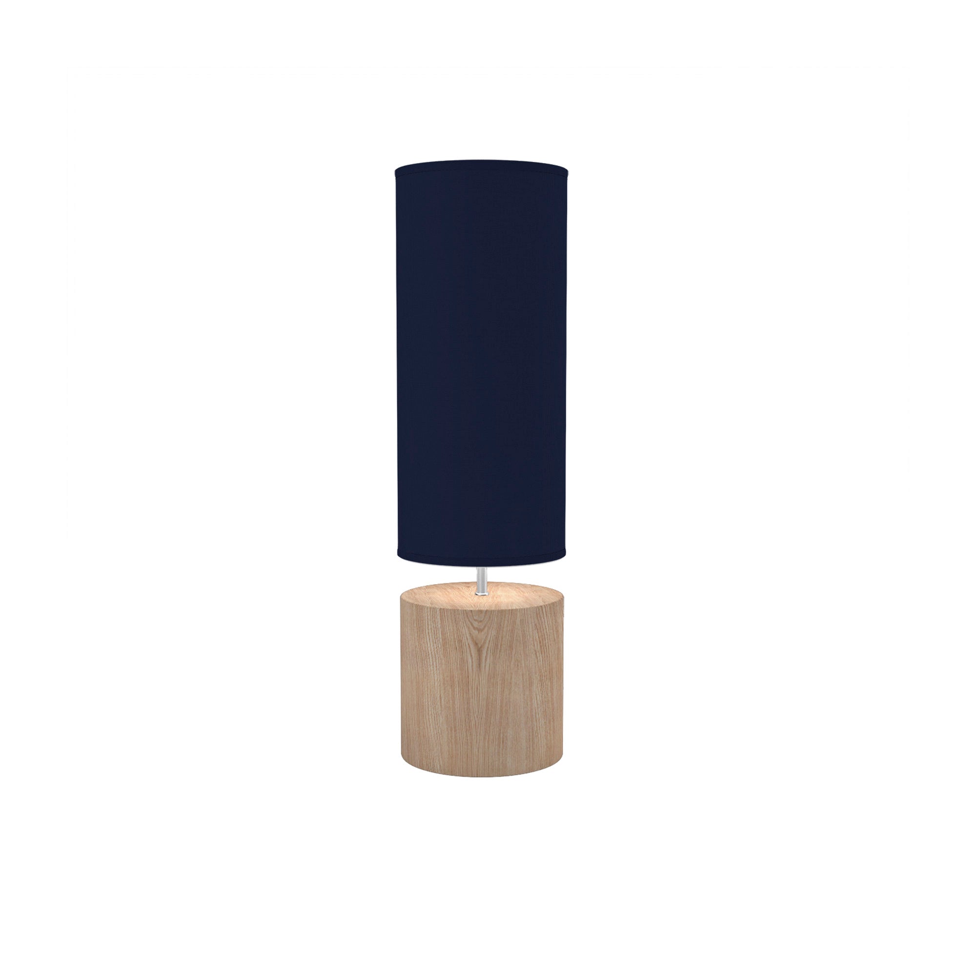 The Laurie Table Lamp from Seascape Fixtures with the natural base with linen shade in navy color.