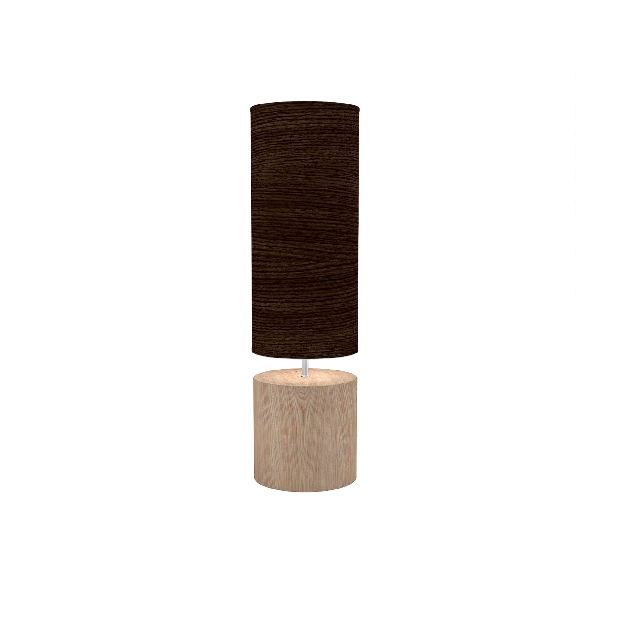 The Laurie Table Lamp from Seascape Fixtures with the natural base with photo veneer shade in chocolate color.