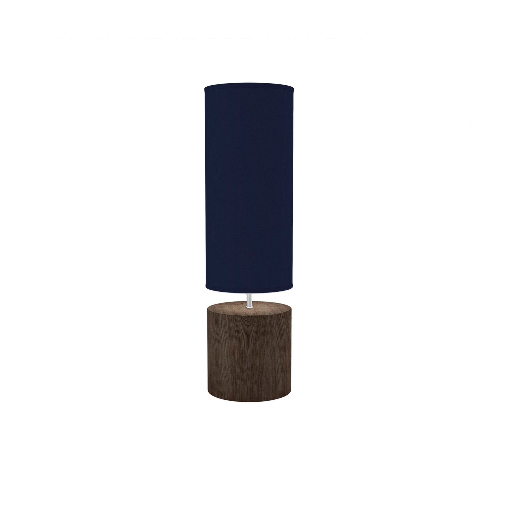 The Laurie Table Lamp from Seascape Fixtures with the walnut base with a linen shade in navy color.