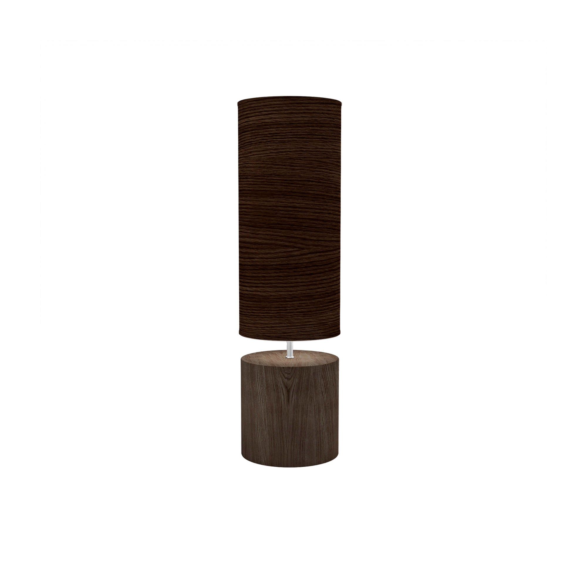 The Laurie Table Lamp from Seascape Fixtures with the walnut base with a photo veneer shade in chocolate color.