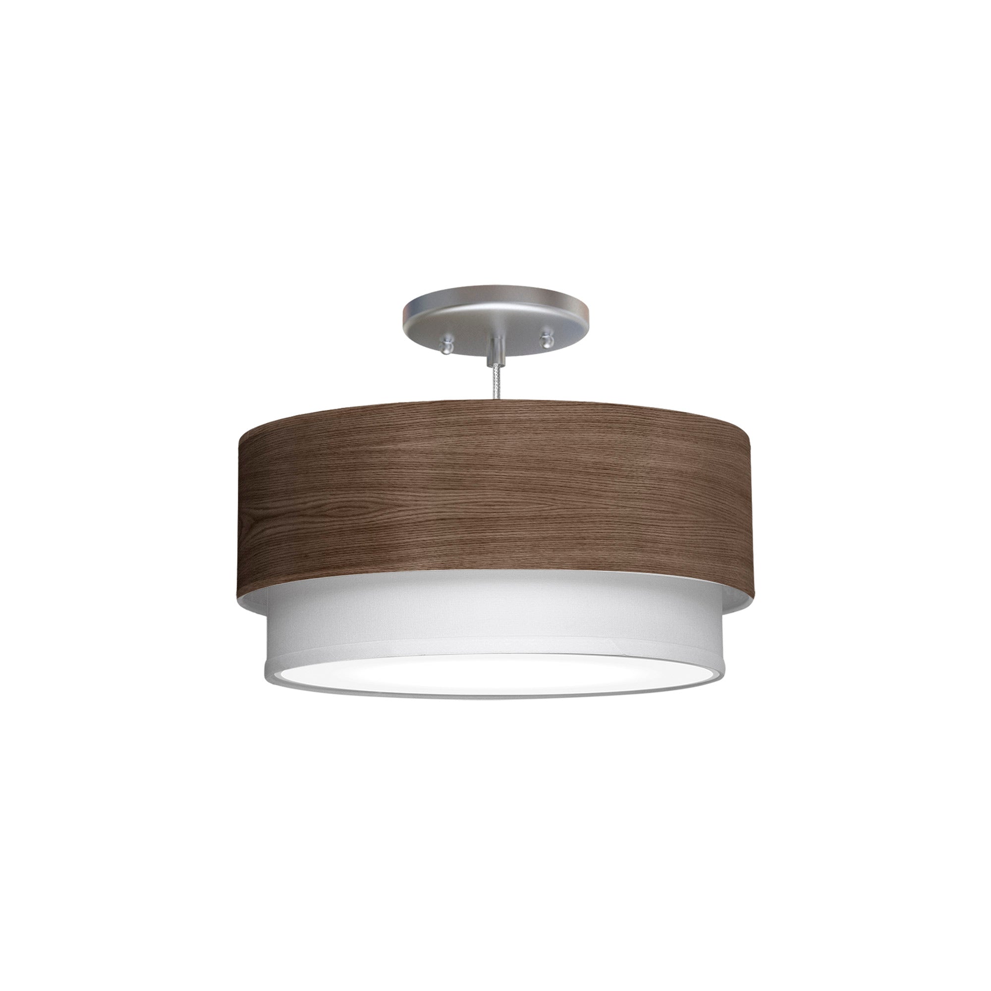 The Lenny Hanging Lamp from Seascape Fixtures with a photo veneer shade in walnut color.