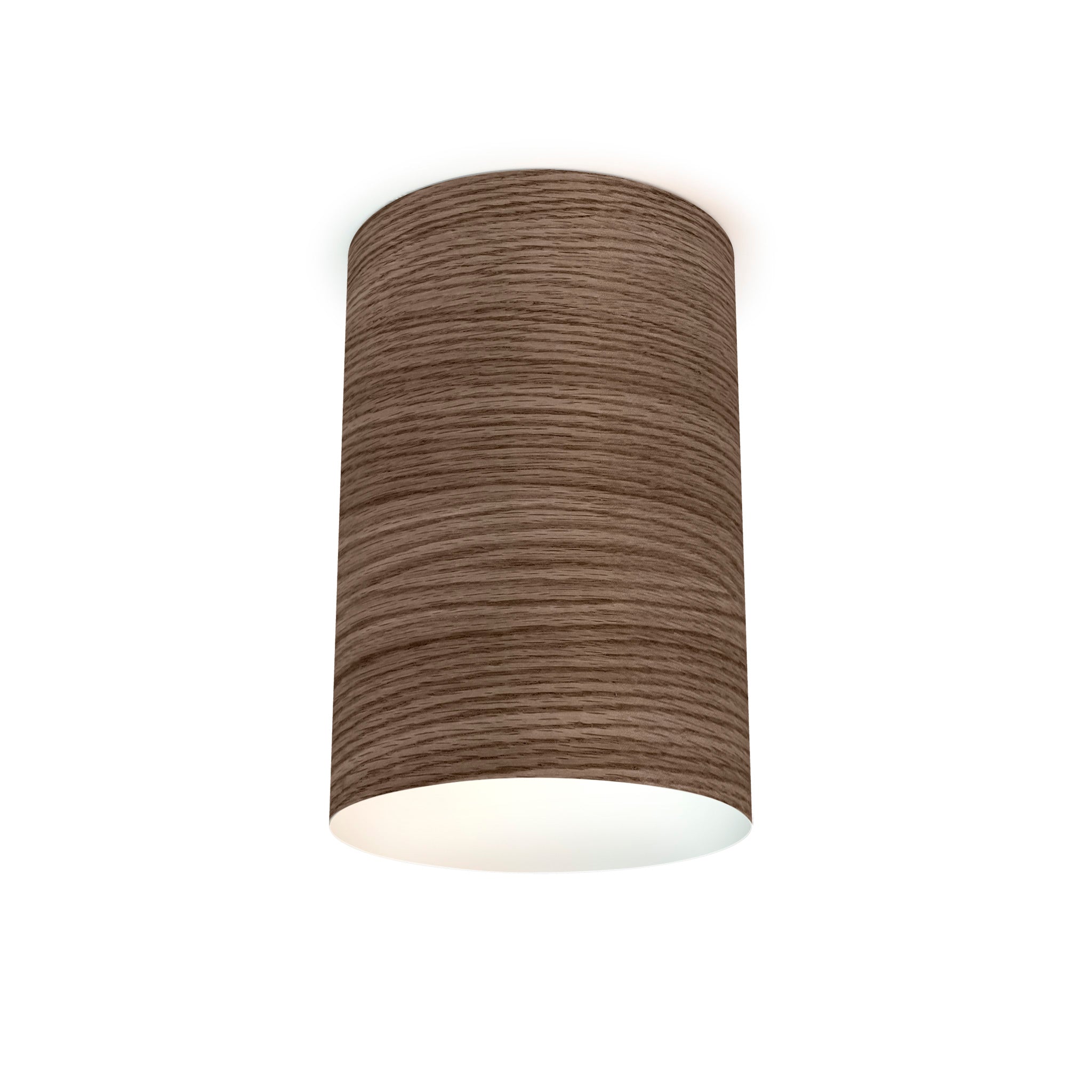 The Lily Flush Mount from Seascape Fixtures in photo veneer, walnut color.