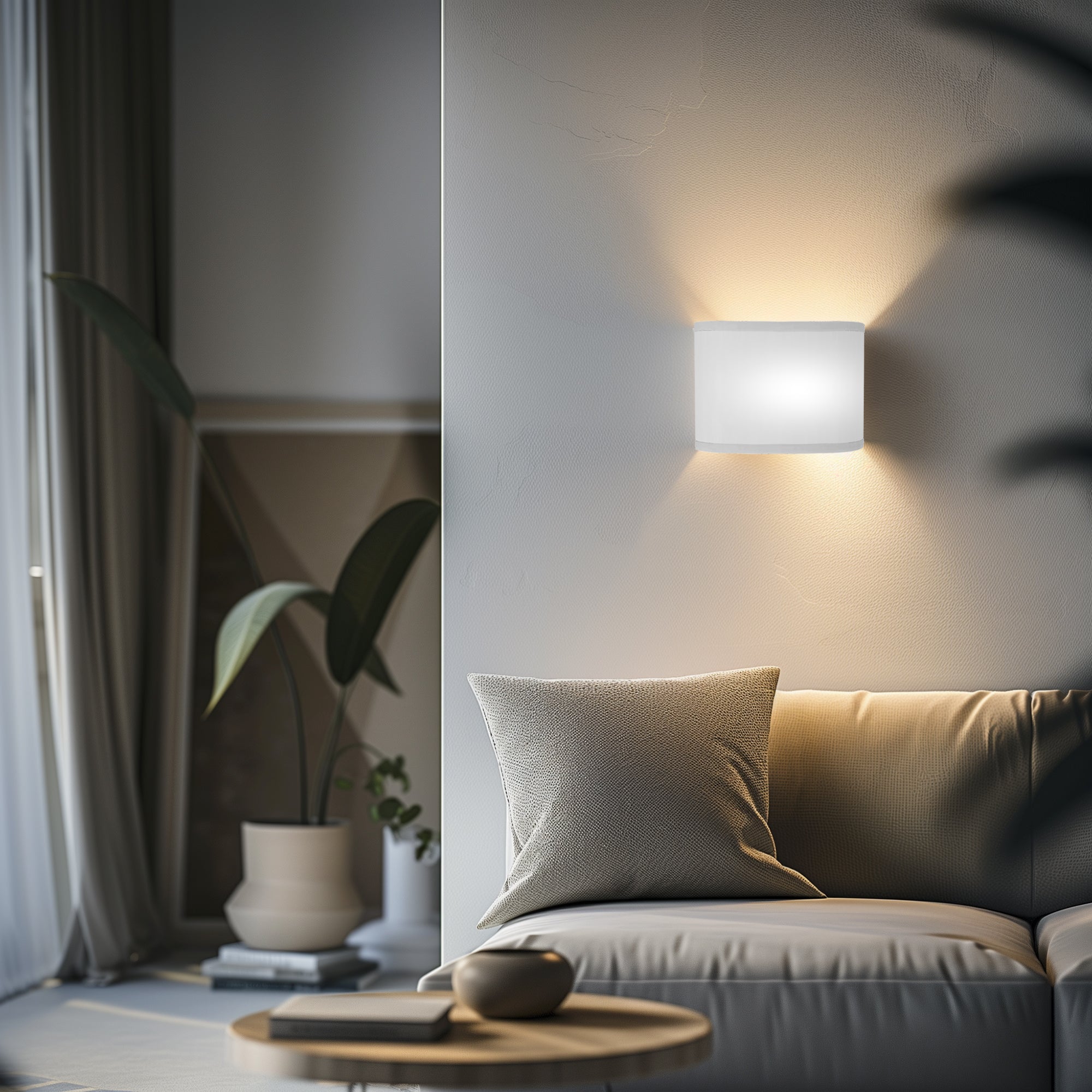 The Bryce Wall Sconce from Seascape Fixtures in a living room lifestyle photograph.
