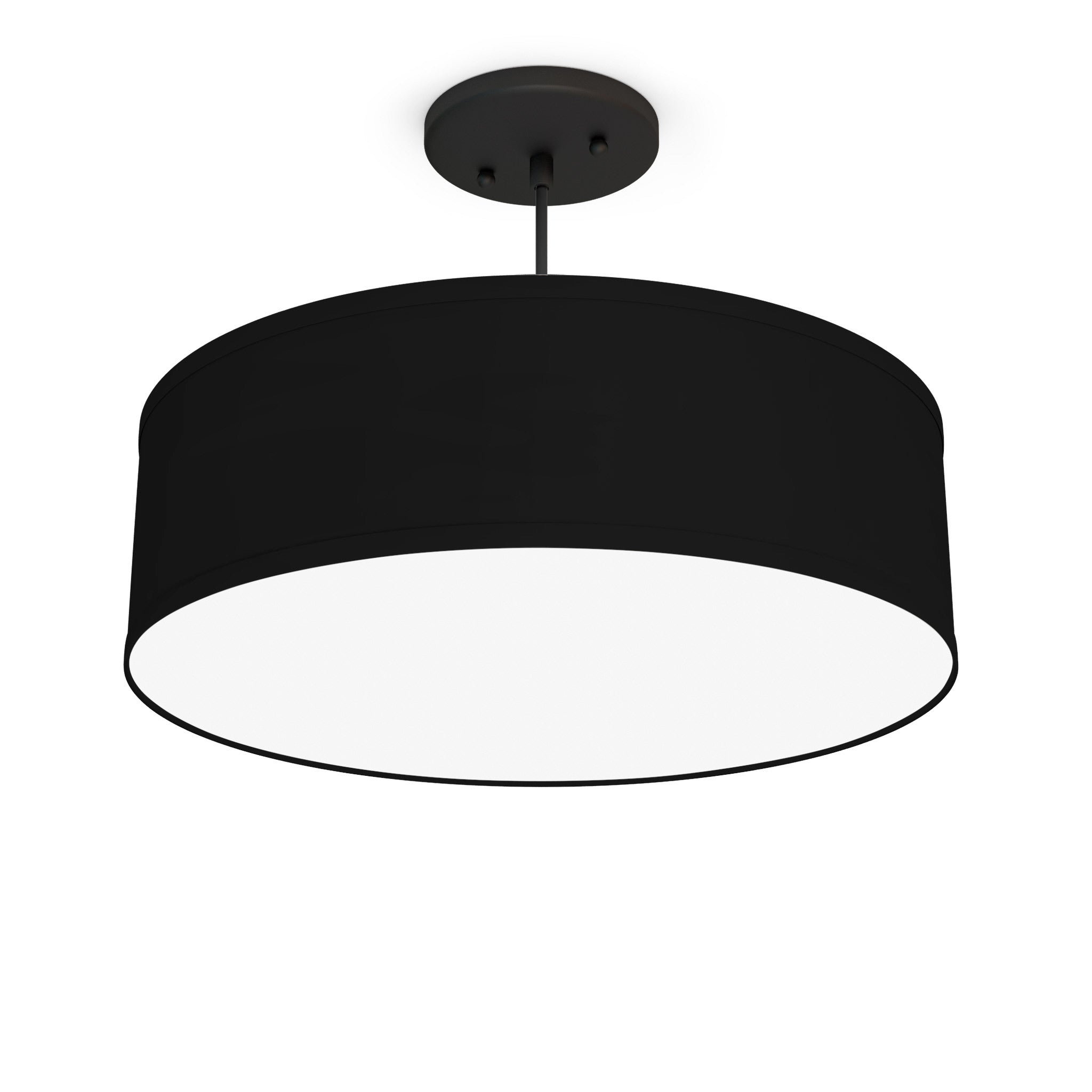 The Sheila Hanging Lamp from Seascape Fixtures with the black base in linen, black color.