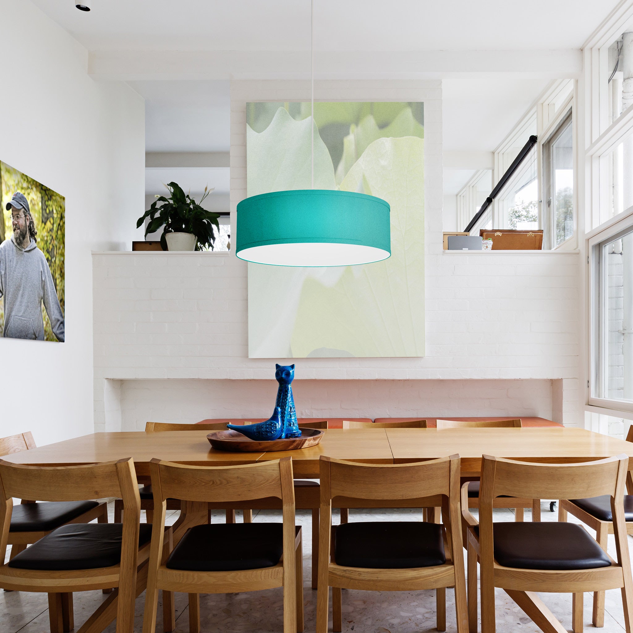 The Sheila Hanging Lamp from Seascape Fixtures in a dining room lifestyle photograph.