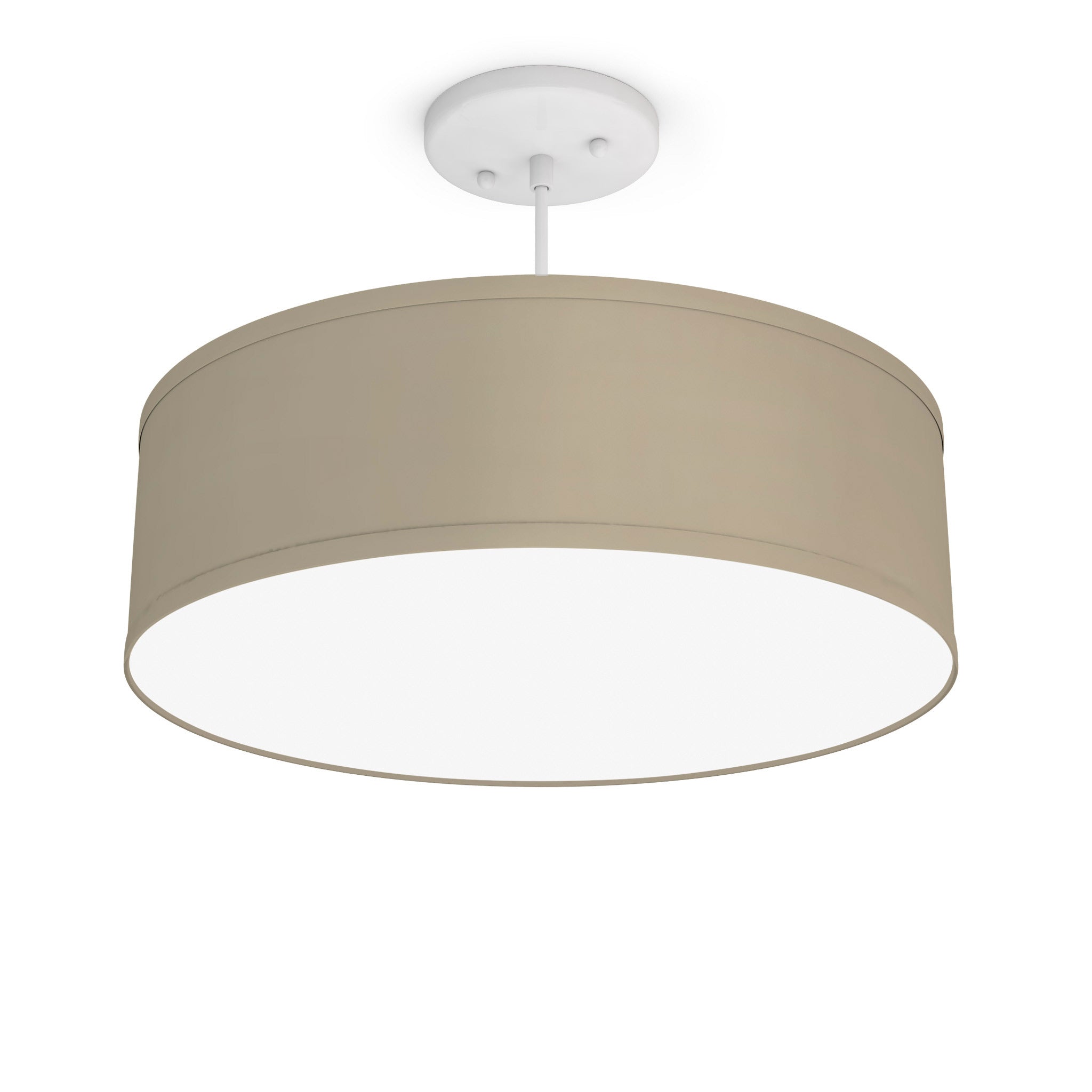 The Sheila Hanging Lamp from Seascape Fixtures with the white base in linen, tan color.