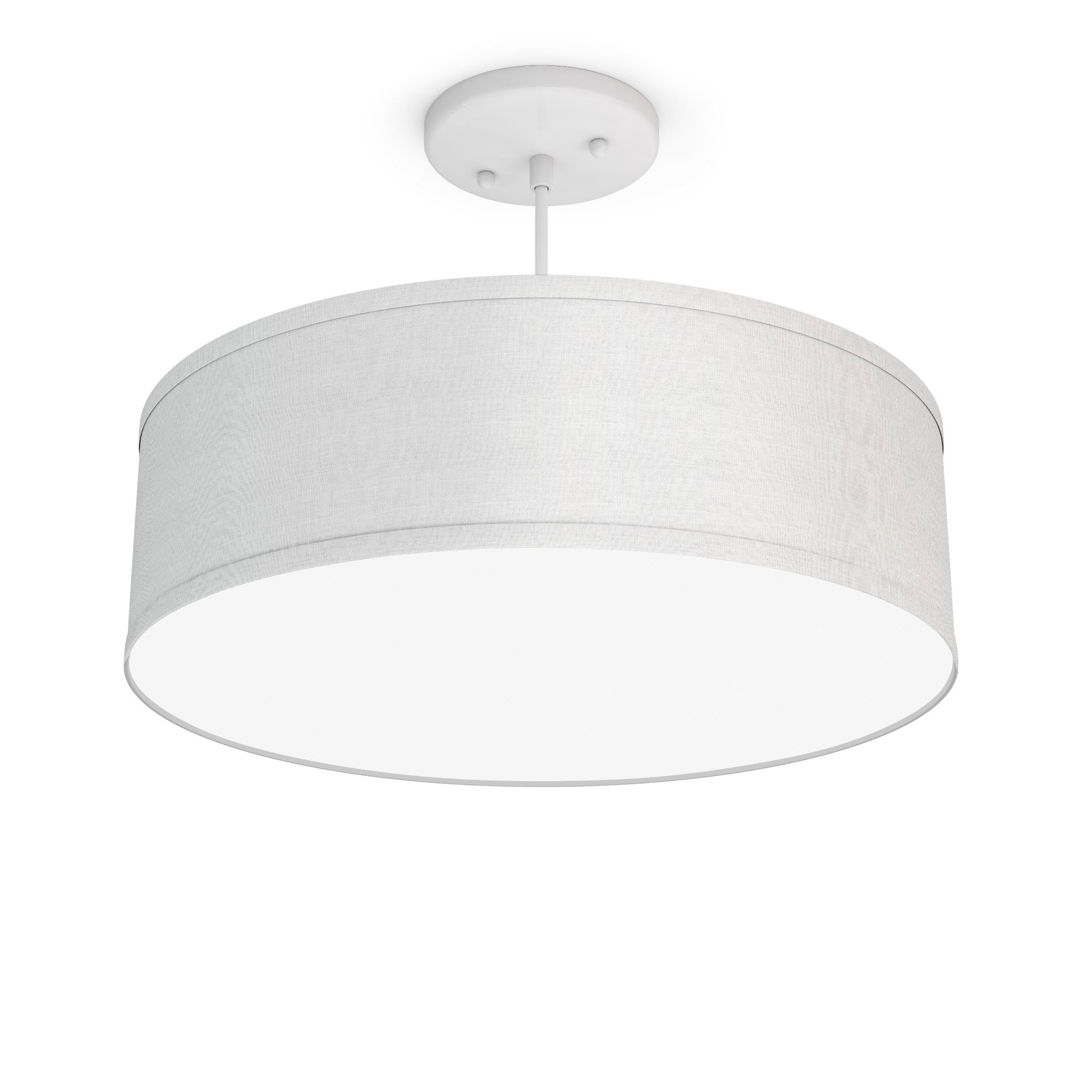 The Sheila Hanging Lamp from Seascape Fixtures with the white base in linen, white color.