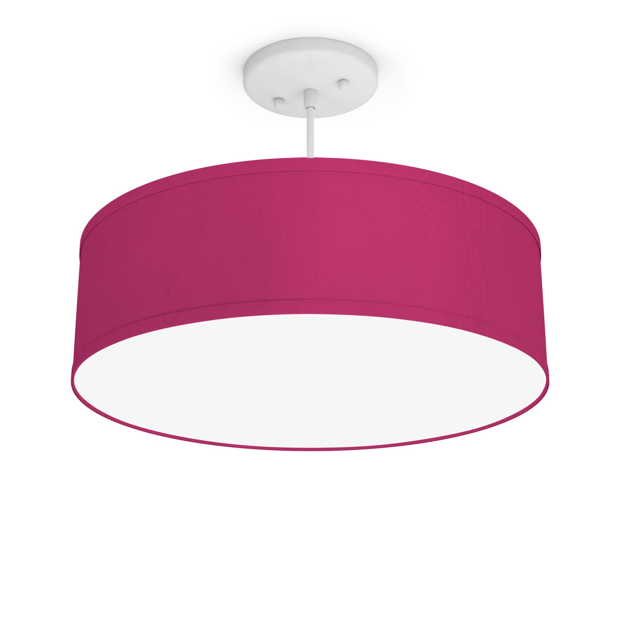 The Sheila Hanging Lamp from Seascape Fixtures with the white base in silk, berry color.