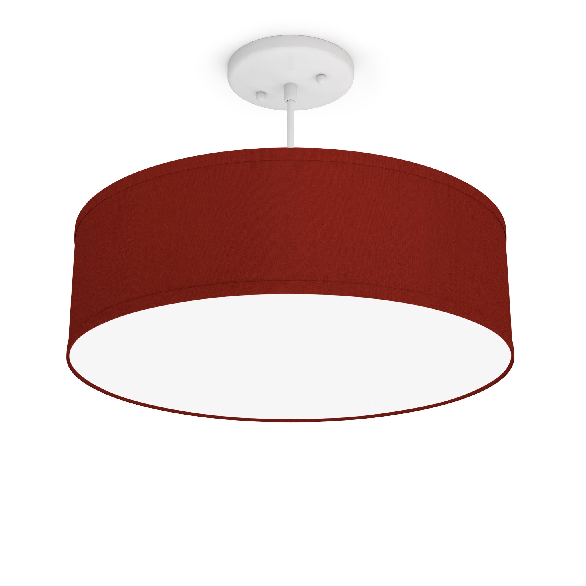 The Sheila Hanging Lamp from Seascape Fixtures with the white base in silk, burgundy color.