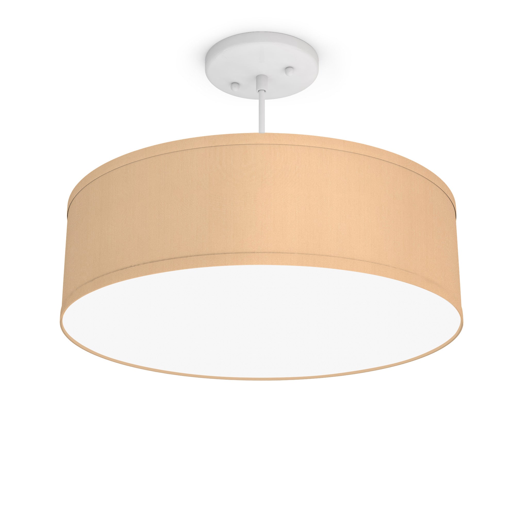 The Sheila Hanging Lamp from Seascape Fixtures with the white base in silk, champagne color.