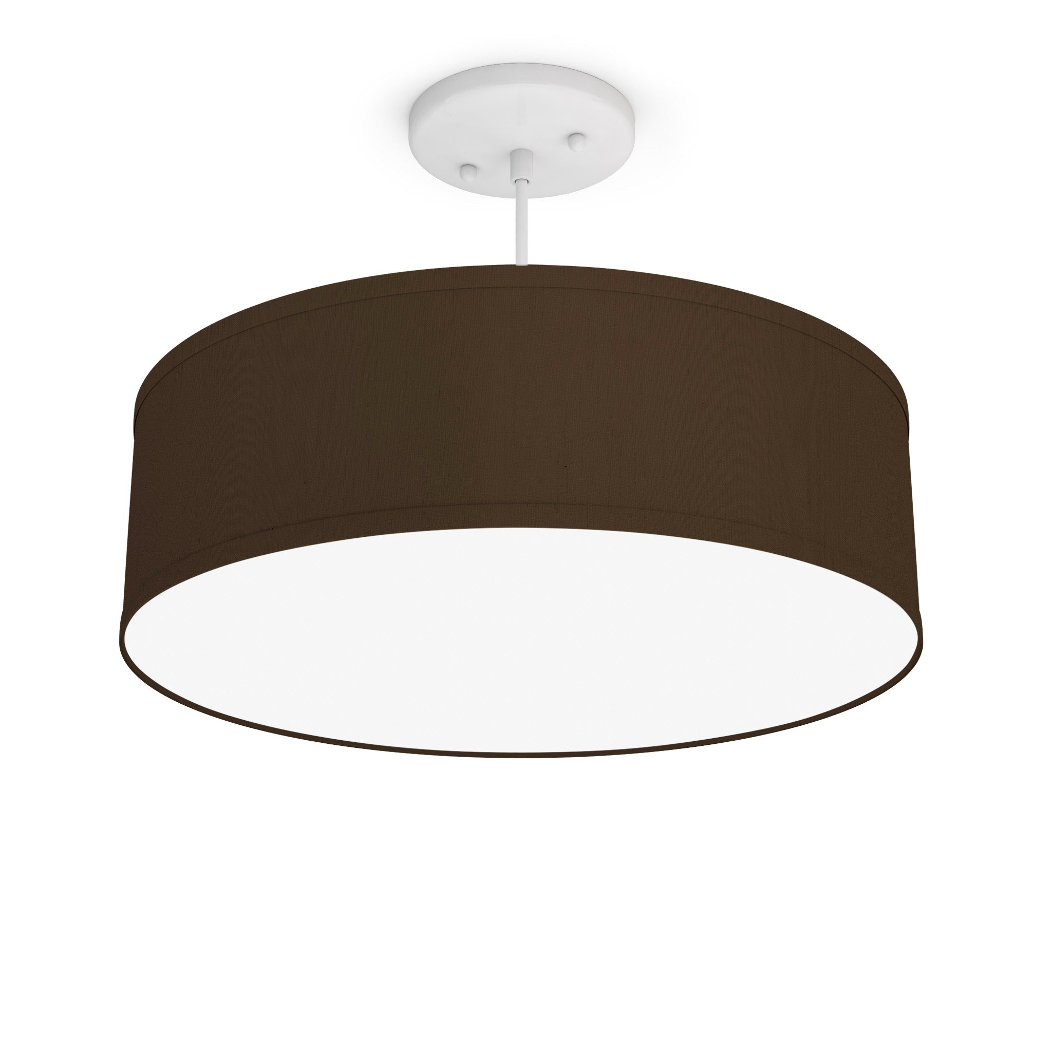 The Sheila Hanging Lamp from Seascape Fixtures with the white base in silk, chocolate color.