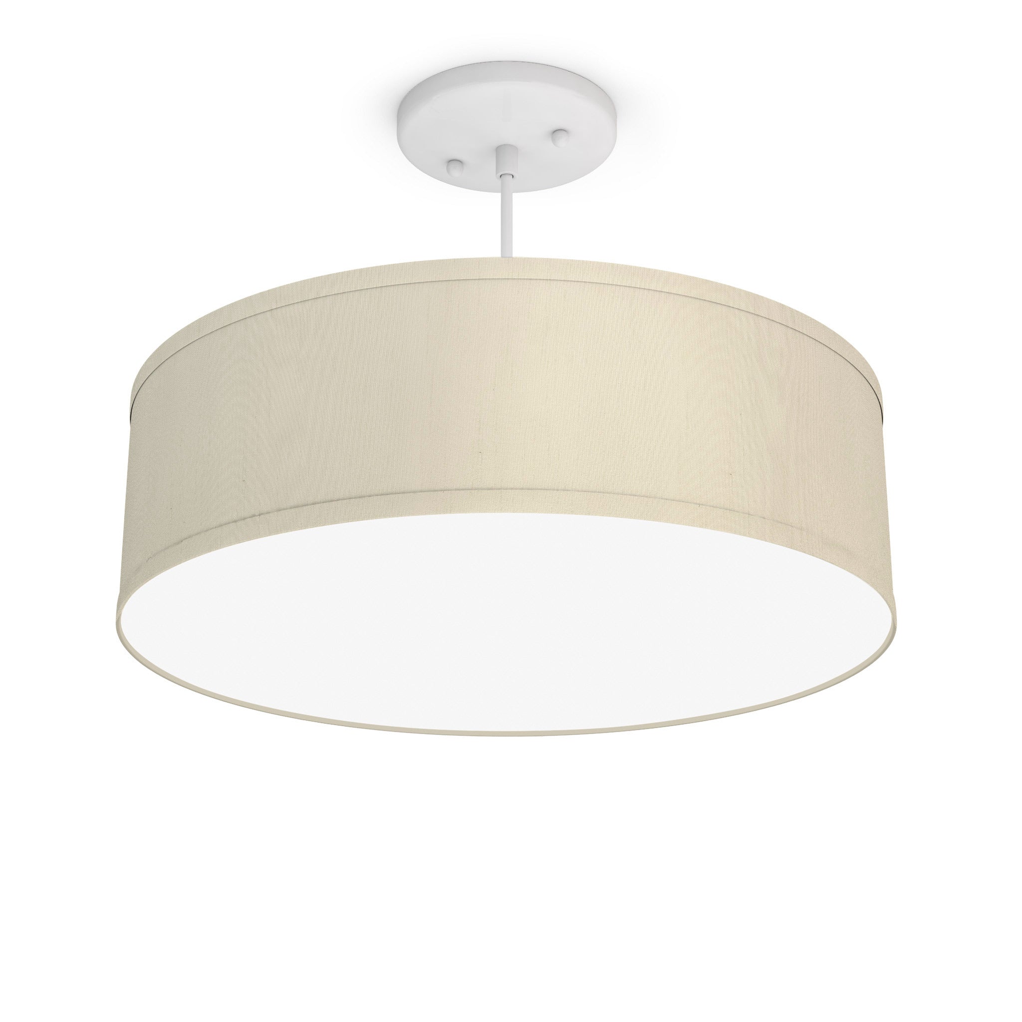 The Sheila Hanging Lamp from Seascape Fixtures with the white base in silk, cream color.