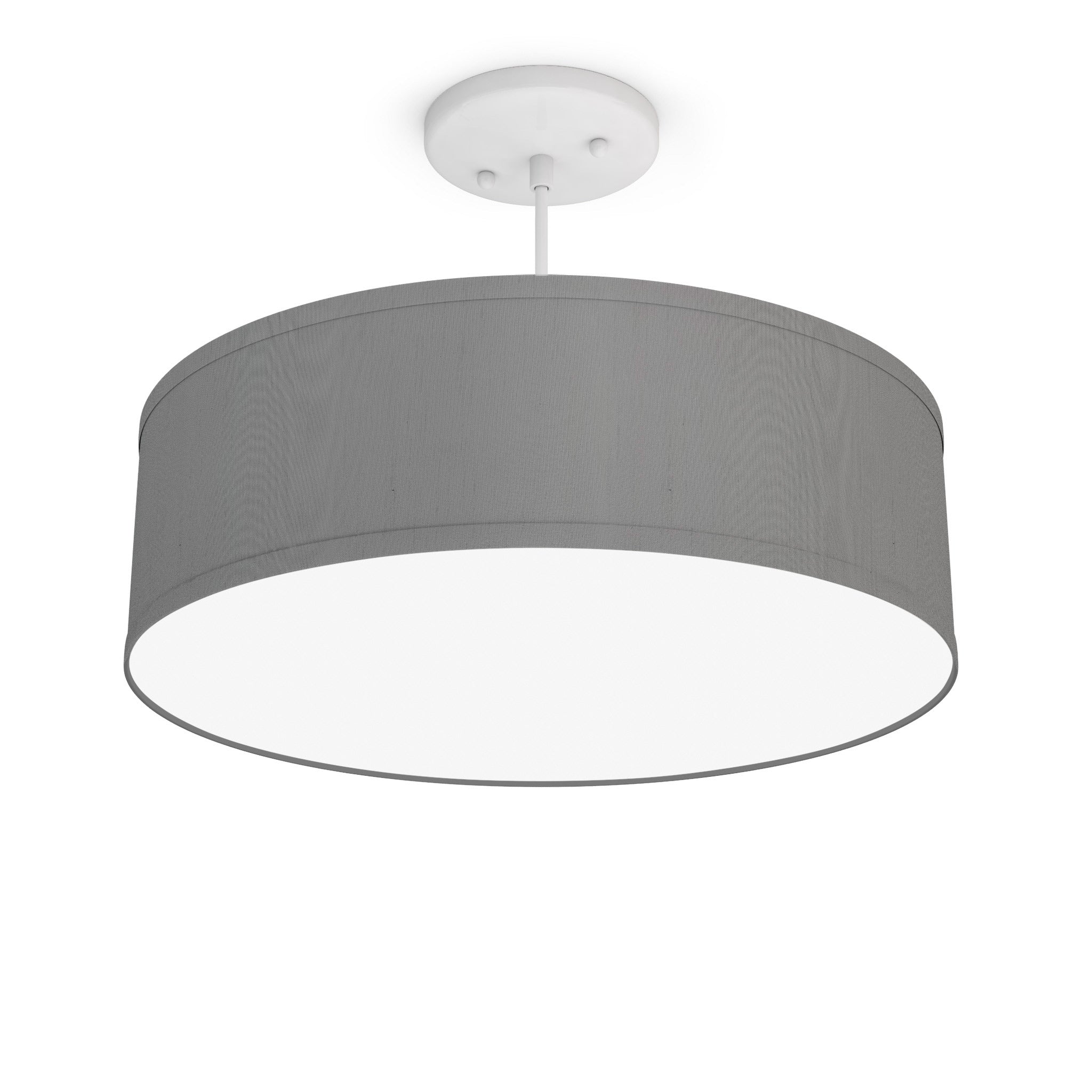The Sheila Hanging Lamp from Seascape Fixtures with the white base in silk, gunmetal color.