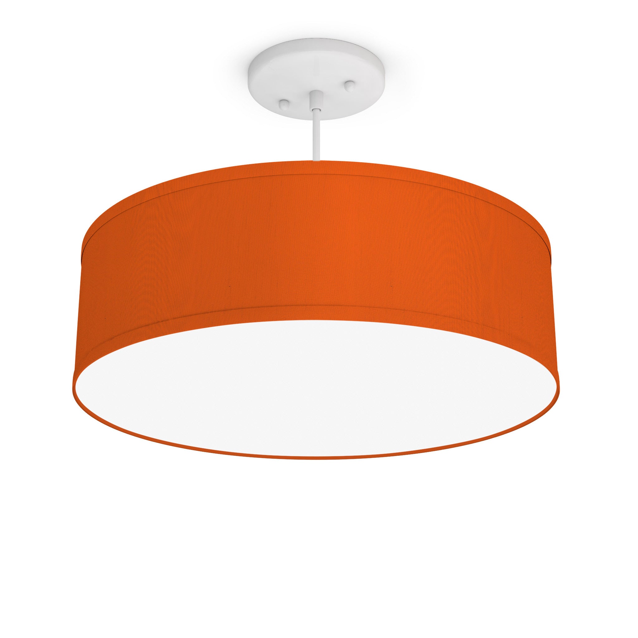 The Sheila Hanging Lamp from Seascape Fixtures with the white base in silk, orange  color.