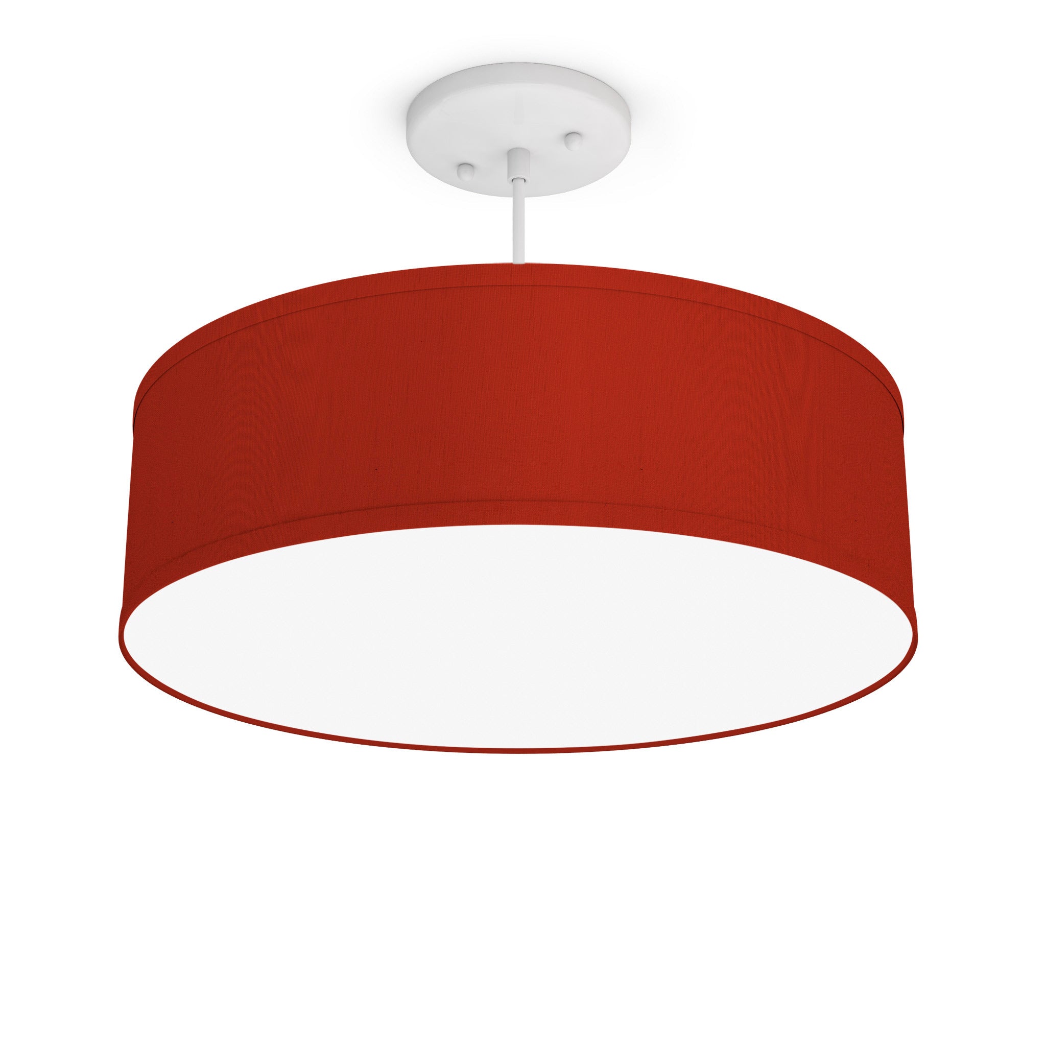 The Sheila Hanging Lamp from Seascape Fixtures with the white base in silk, red color.