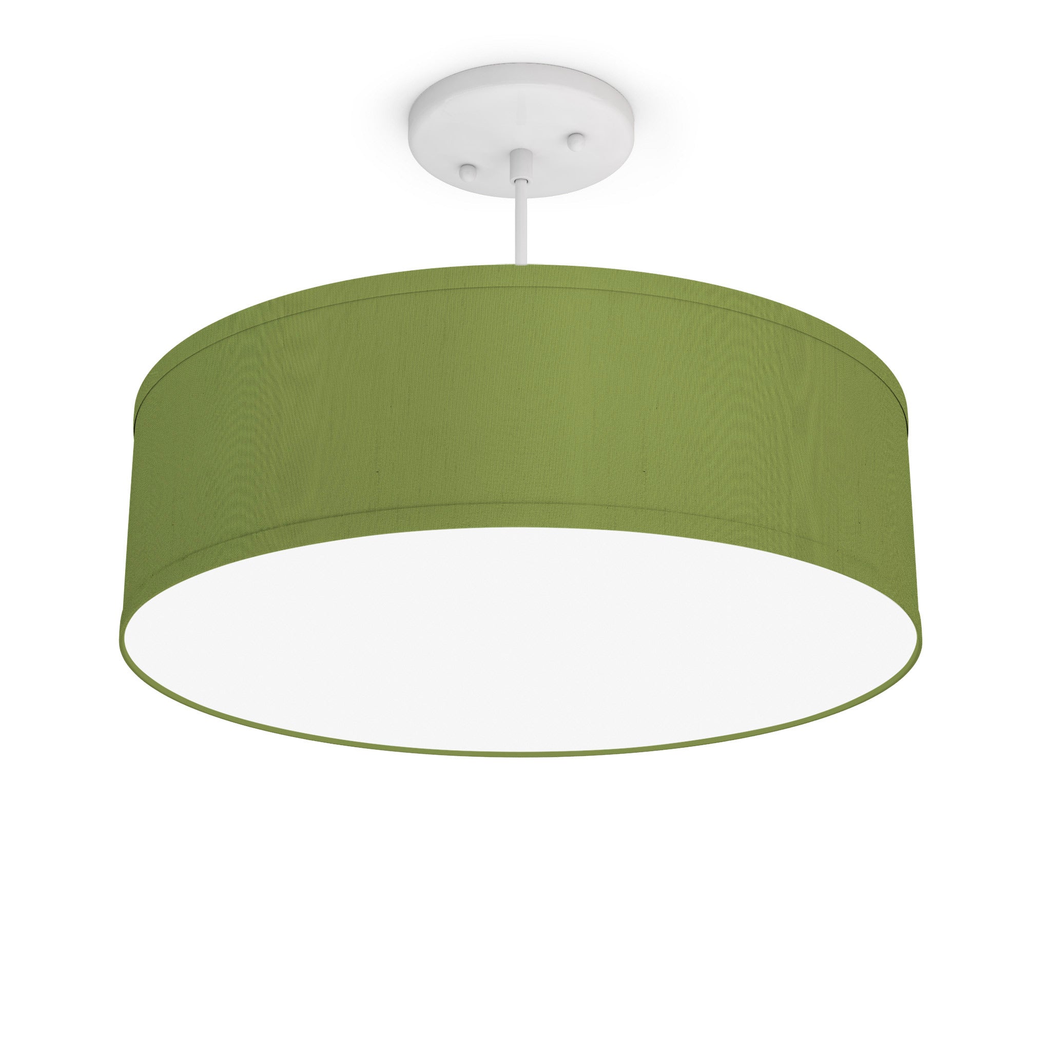The Sheila Hanging Lamp from Seascape Fixtures with the white base in silk, verde color.