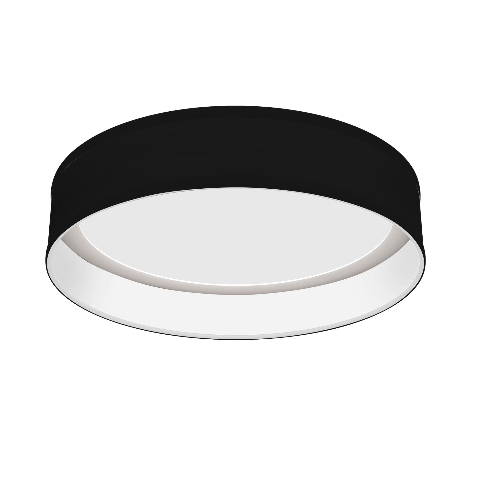 The Vince Flush Mount from Seascape Fixtures with a linen shade in black color.