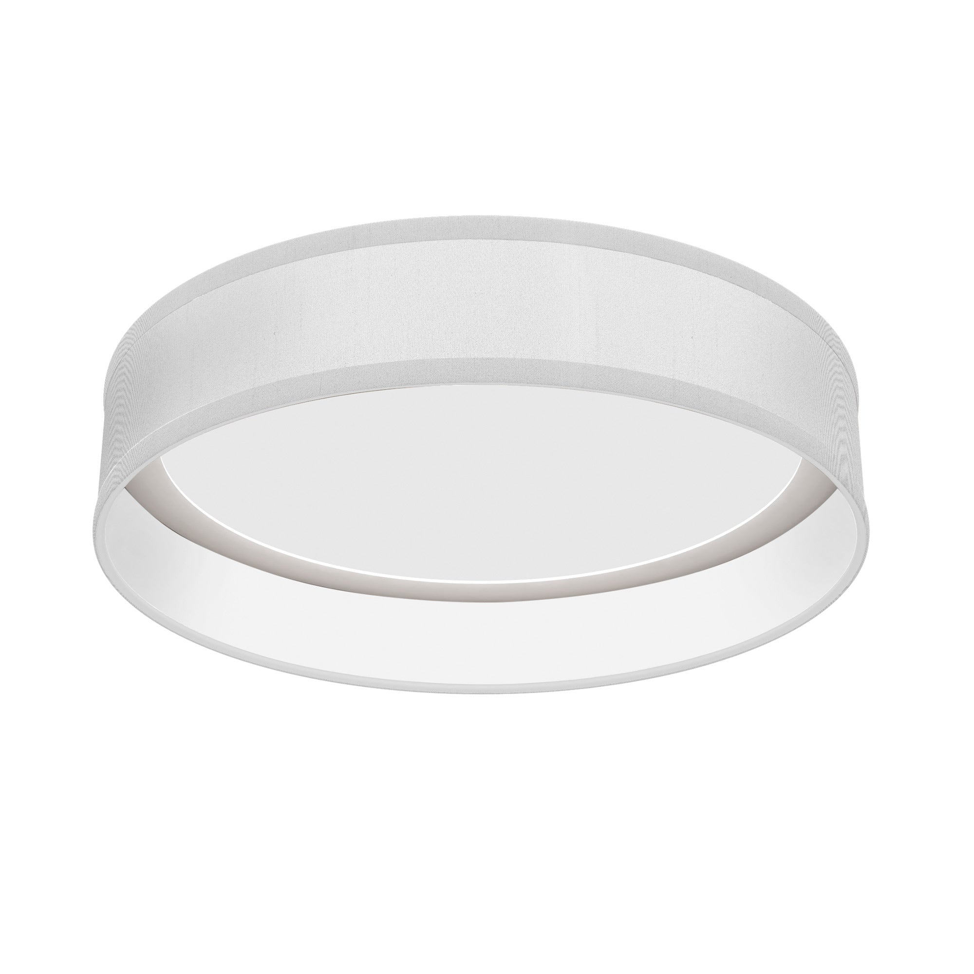 The Vince Flush Mount from Seascape Fixtures with a silk shade in white color.