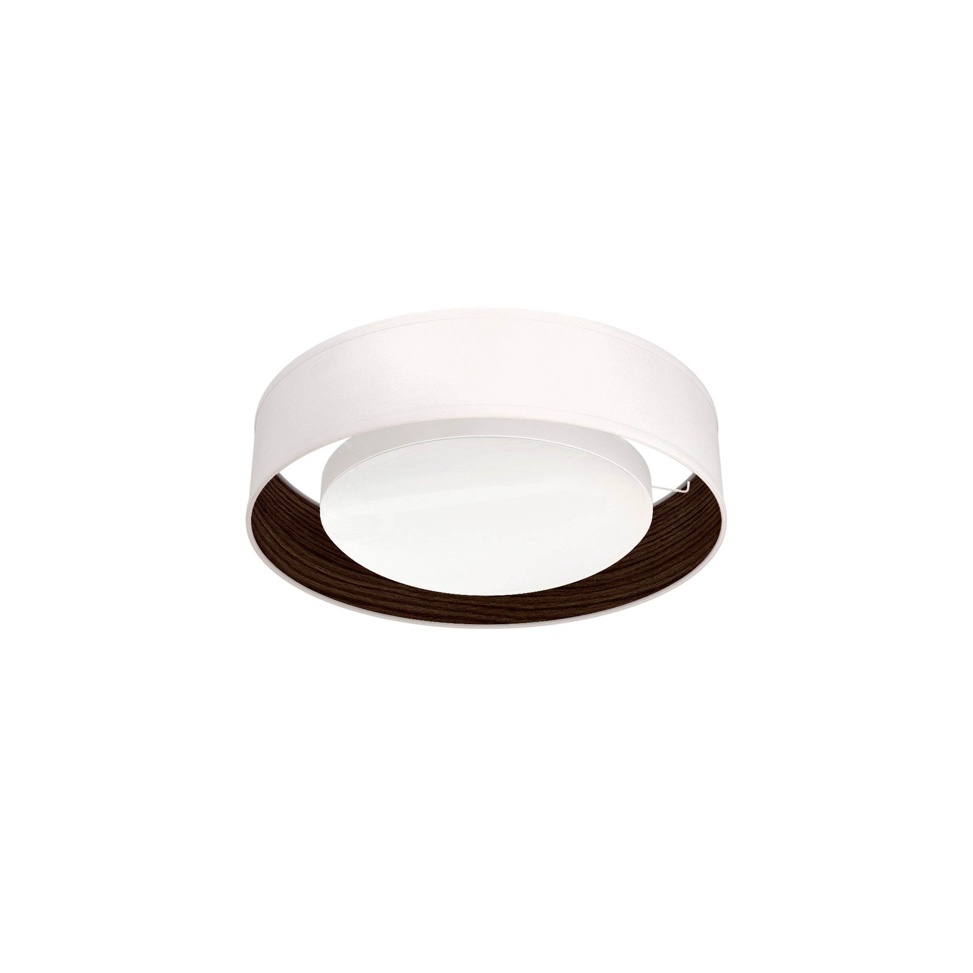 The Vinny Flush Mount from Seascape Fixtures with a photo veneer shade in chocolate color.